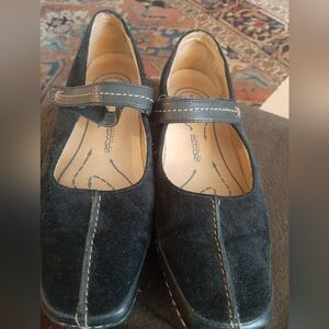 Womens Rockport Suede & Leather Mary Jane Shoes Flats Size 8.5 Med Black
